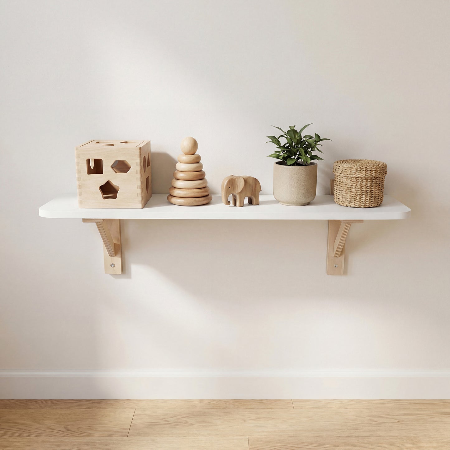 Nova Kids Wall Bookshelf – White Front-Facing Book Display