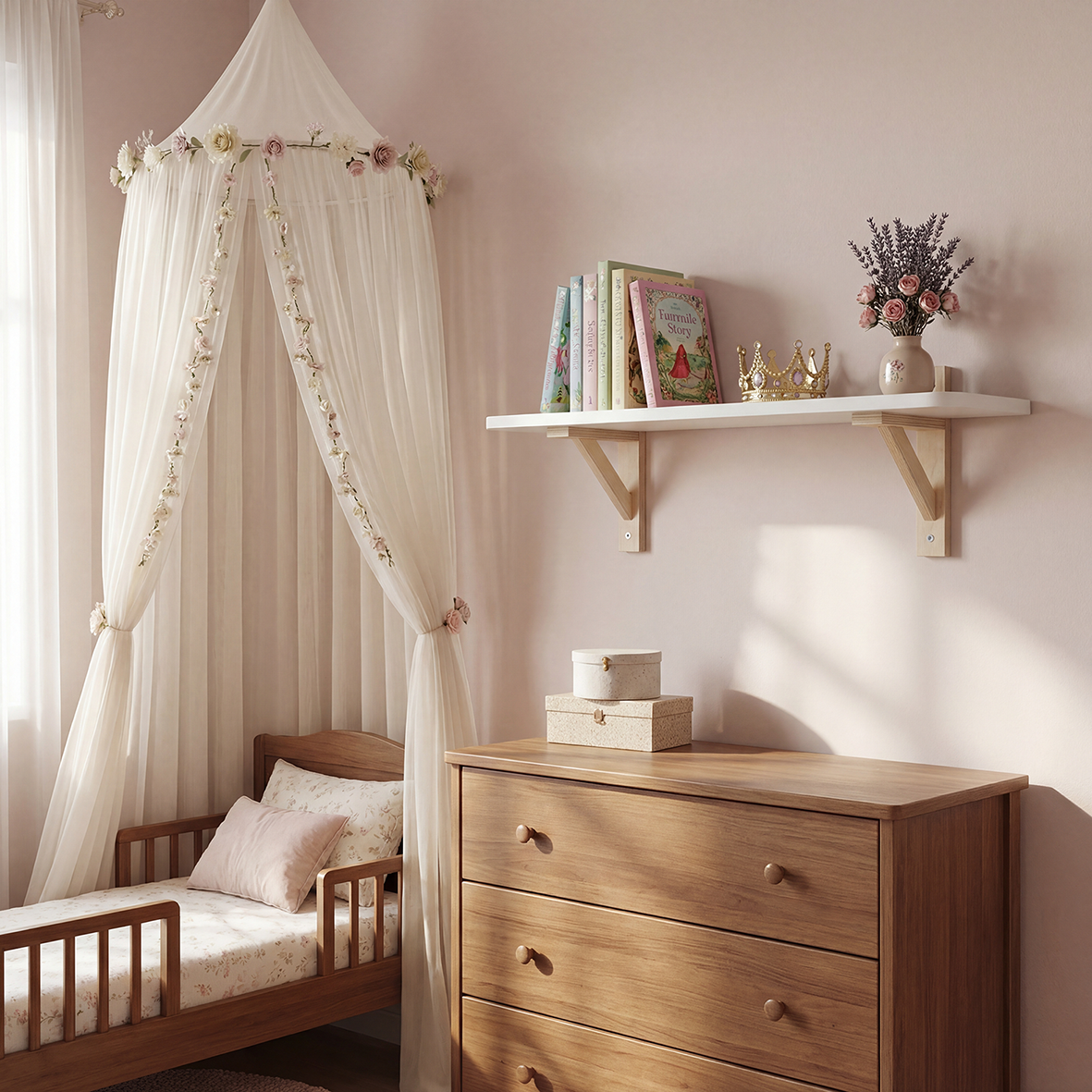 Nova Kids Wall Bookshelf – White Front-Facing Book Display