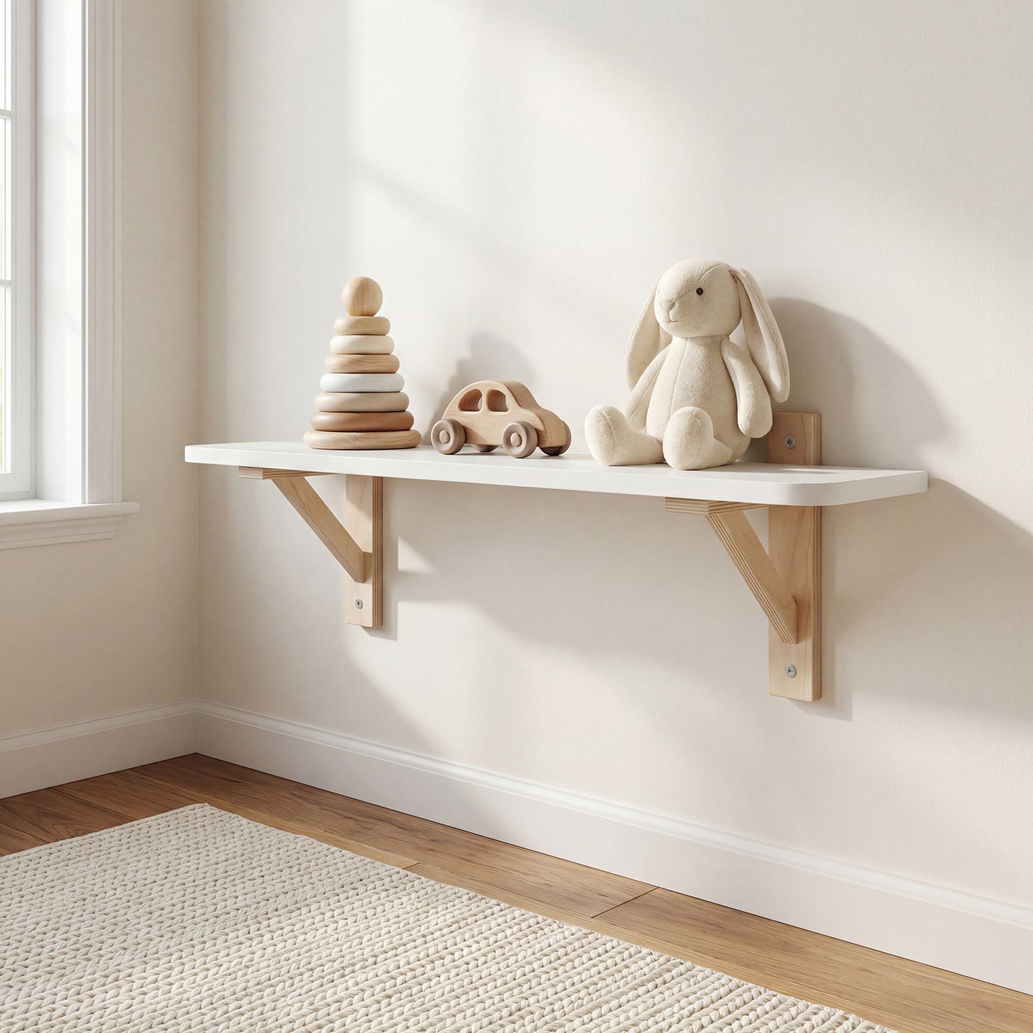 Nova Kids Wall Bookshelf – White Front-Facing Book Display