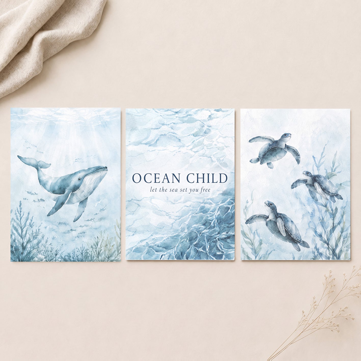 Ocean Child - Set of 3 - Printed Wall Art