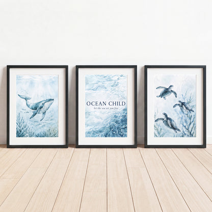 Ocean Child - Set of 3 - Printed Wall Art