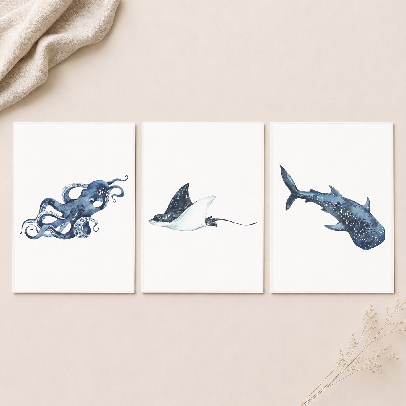 Oceania Sea Animals - Set of 3 - Printed Wall Art