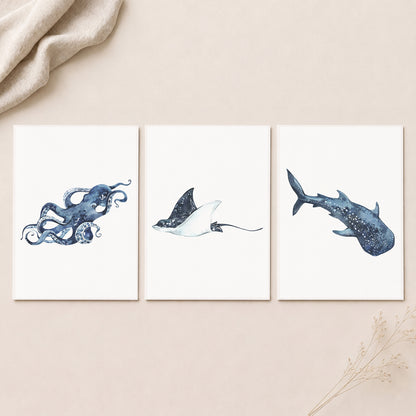 Oceania Sea Animals - Set of 3 - Printed Wall Art