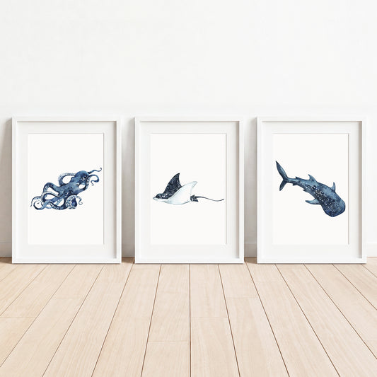 Oceania Sea Animals - Set of 3 - Printed Wall Art