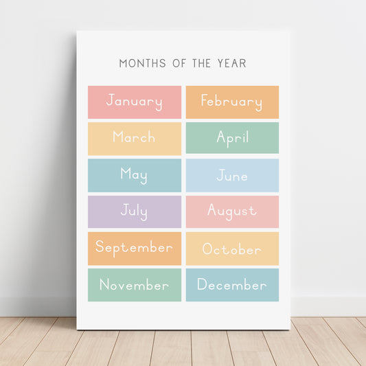 Months - Printable Wall Art - Instant Download