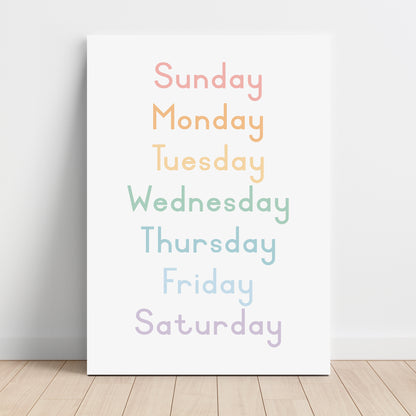 Weekdays - Printable Wall Art - Instant Download