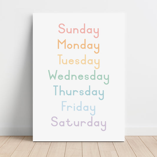 Weekdays - Printable Wall Art - Instant Download