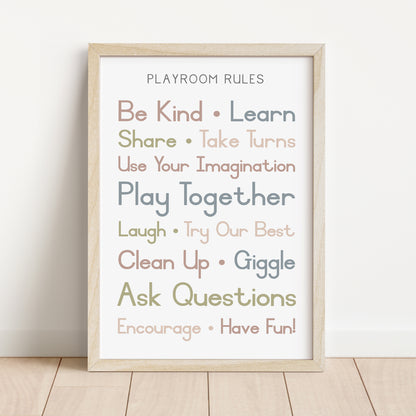 Playroom Rules - Printable Wall Art - Instant Download