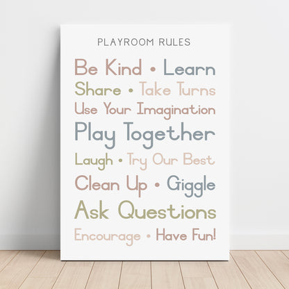 Playroom Rules - Printable Wall Art - Instant Download
