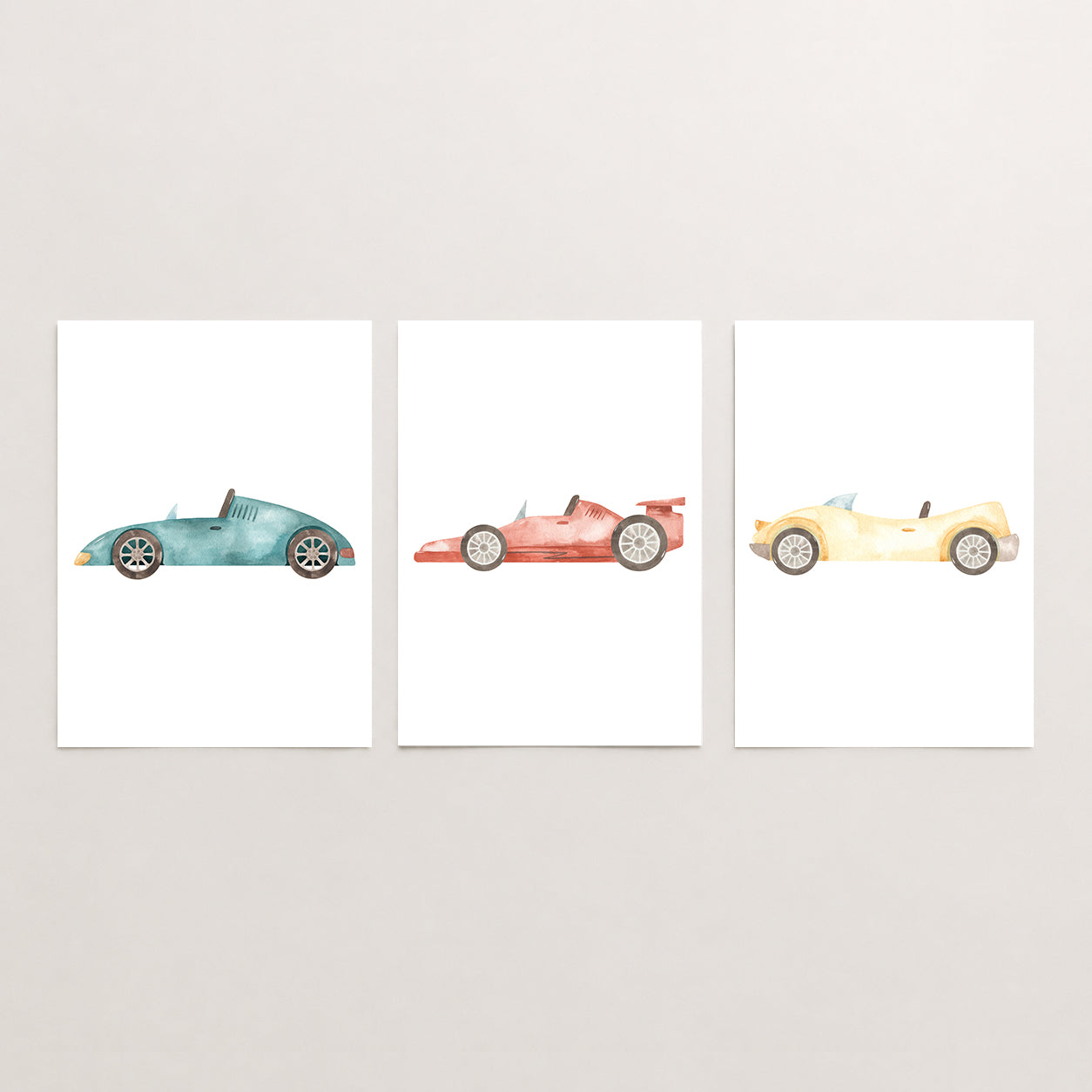 Little Racer - Set of 3 - Printed Wall Art