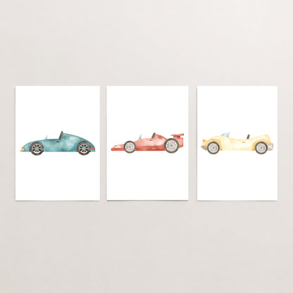 Little Racer - Set of 3 - Printed Wall Art