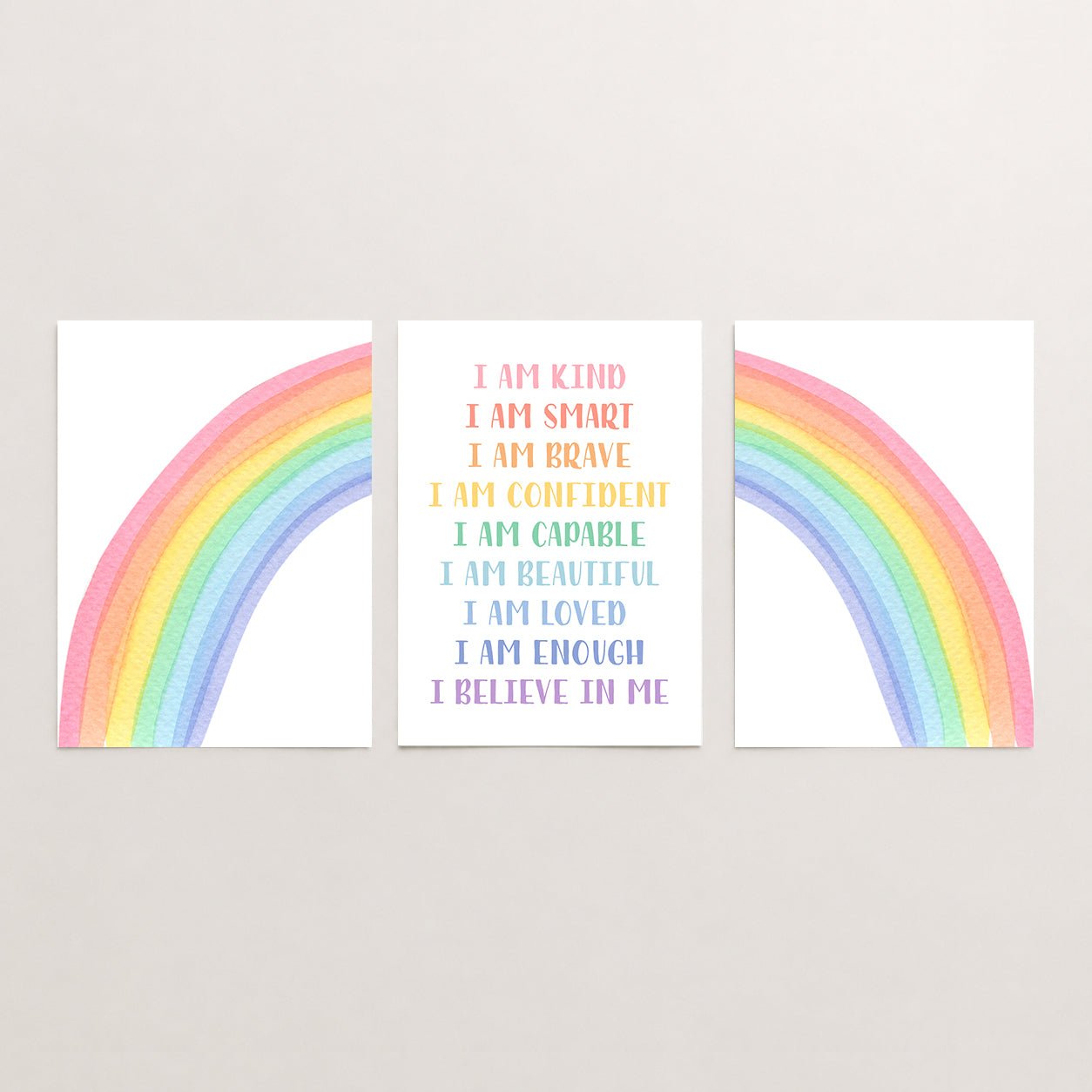 Rainbow Affirmations - Set of 3 - Printed Wall Art