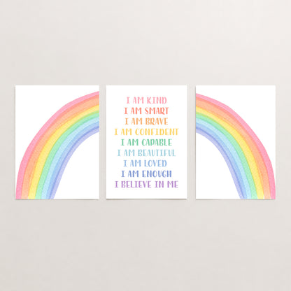 Rainbow Affirmations - Set of 3 - Printed Wall Art