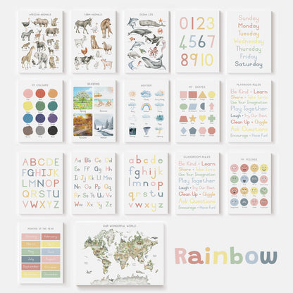 Educational Bundle - 16 Posters - Printable Wall Art - Instant Download
