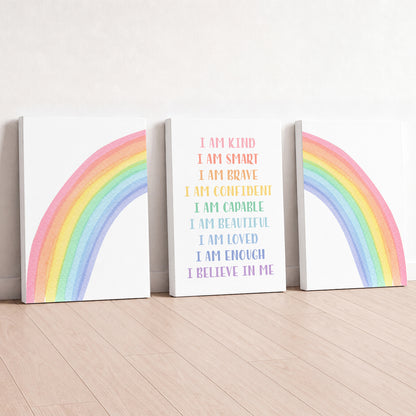 Rainbow Affirmations - Set of 3 - Printed Wall Art