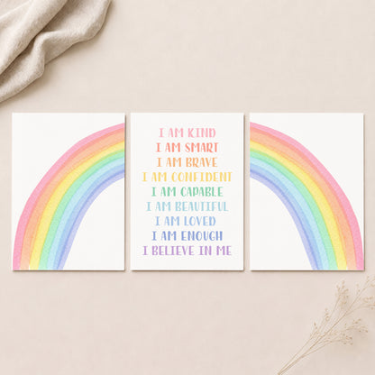 Rainbow Affirmations - Set of 3 - Printed Wall Art