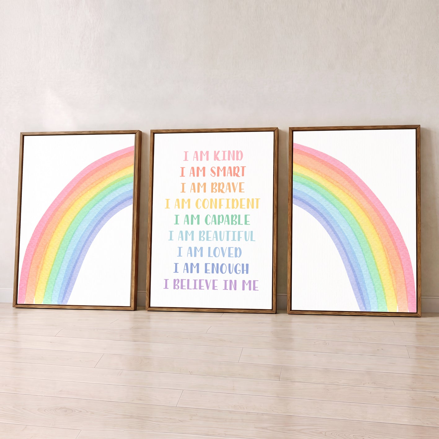 Rainbow Affirmations - Set of 3 - Printed Wall Art