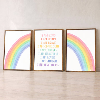 Rainbow Affirmations - Set of 3 - Printed Wall Art