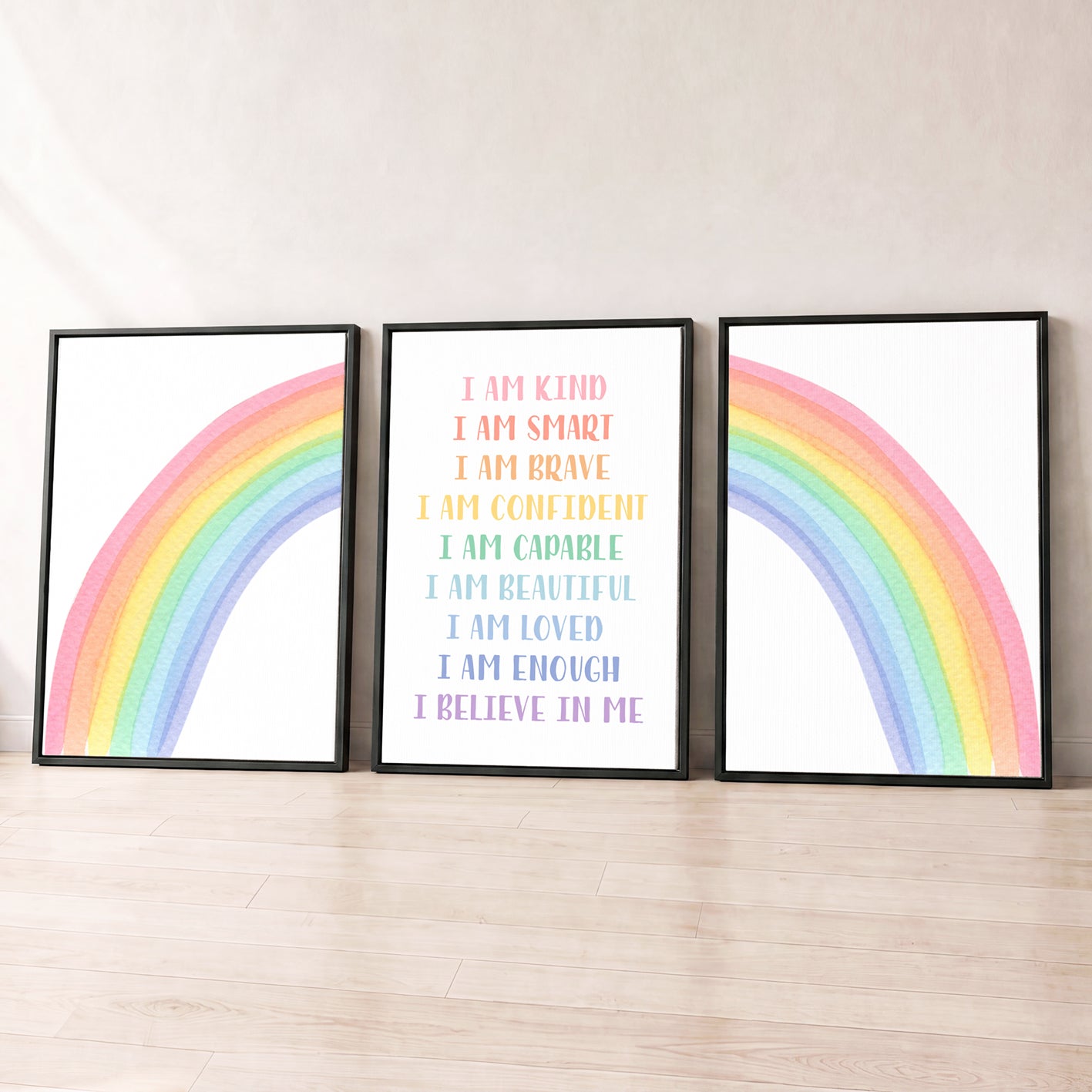 Rainbow Affirmations - Set of 3 - Printed Wall Art