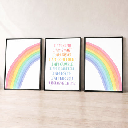 Rainbow Affirmations - Set of 3 - Printed Wall Art