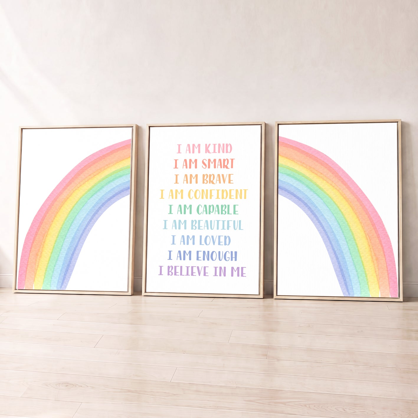 Rainbow Affirmations - Set of 3 - Printed Wall Art