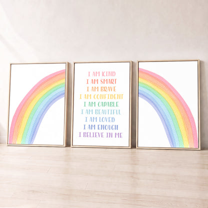 Rainbow Affirmations - Set of 3 - Printed Wall Art