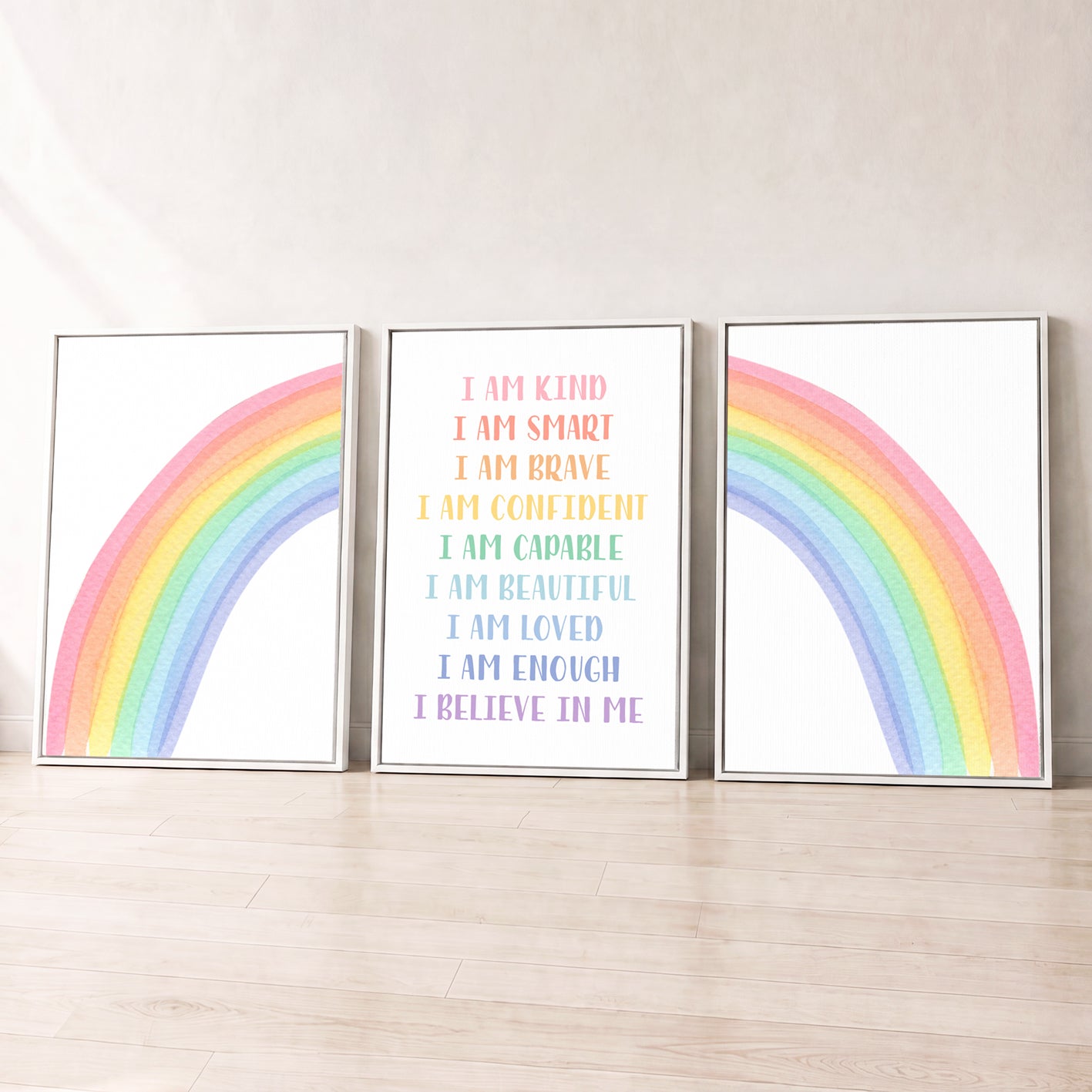 Rainbow Affirmations - Set of 3 - Printed Wall Art