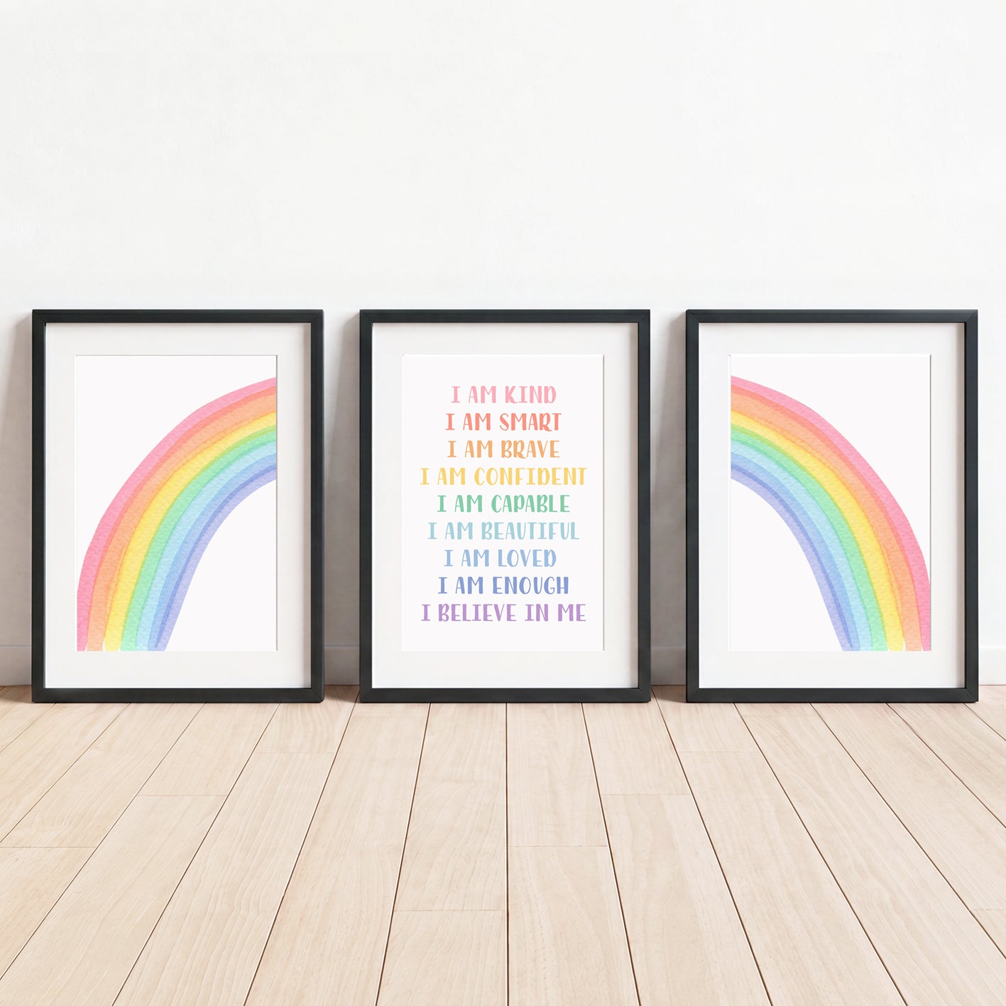 Rainbow Affirmations - Set of 3 - Printed Wall Art