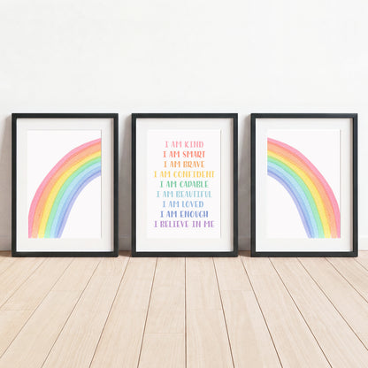 Rainbow Affirmations - Set of 3 - Printed Wall Art