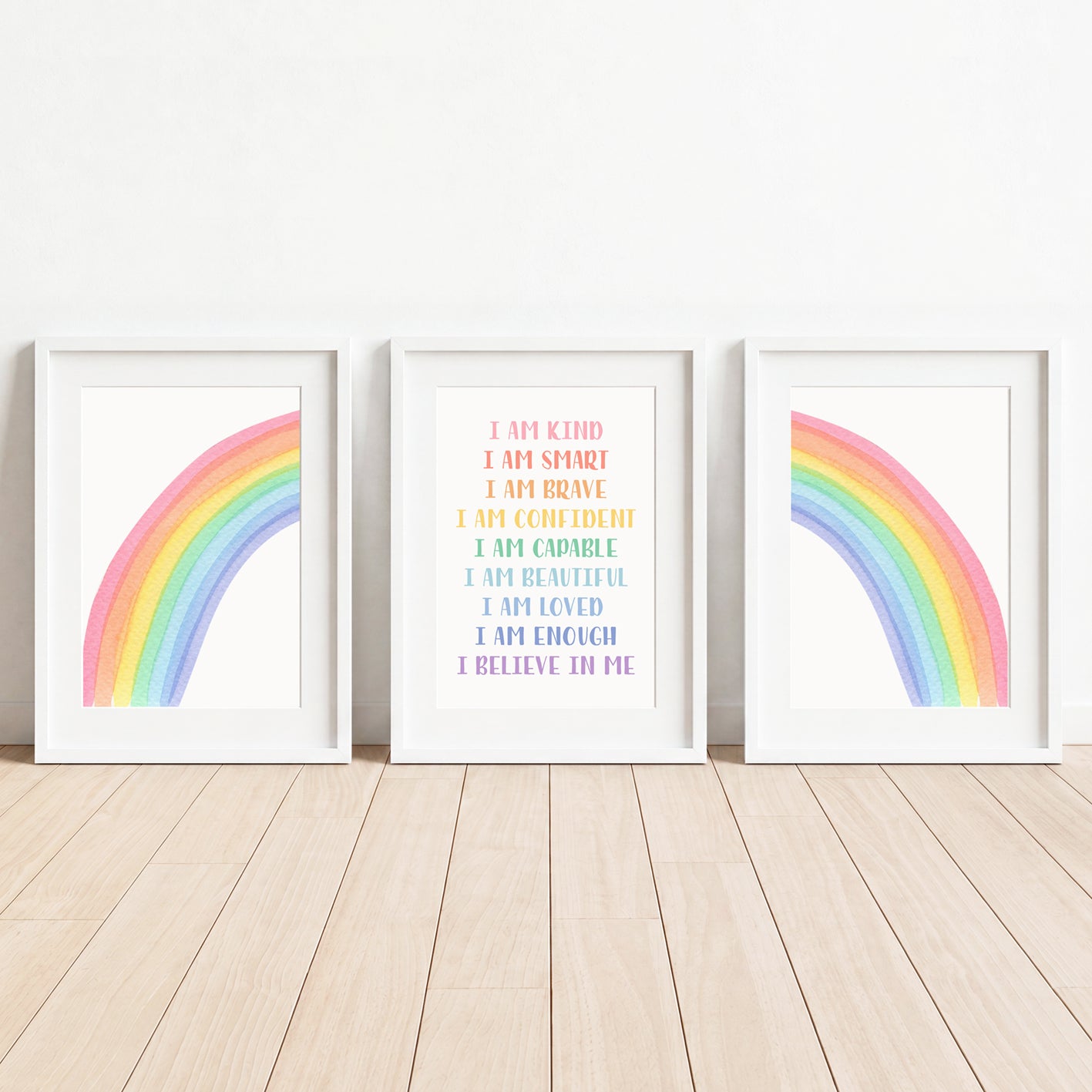 Rainbow Affirmations - Set of 3 - Printed Wall Art