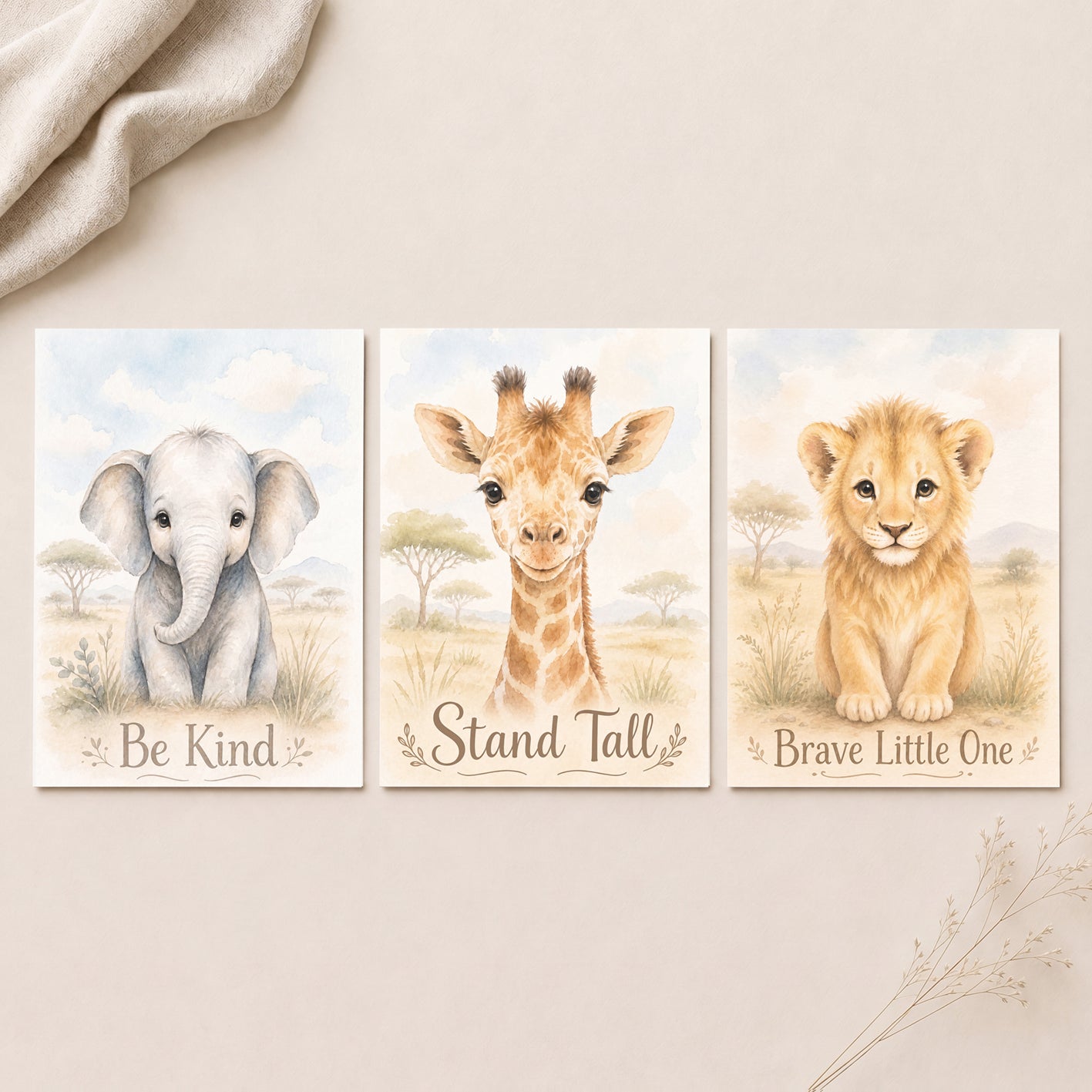 Little Safari Adventure - Set of 3 - Printed Wall Art