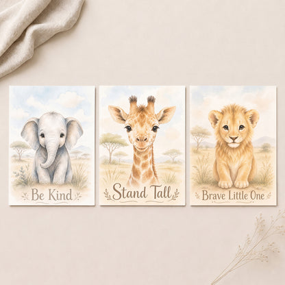 Little Safari Adventure - Set of 3 - Printed Wall Art