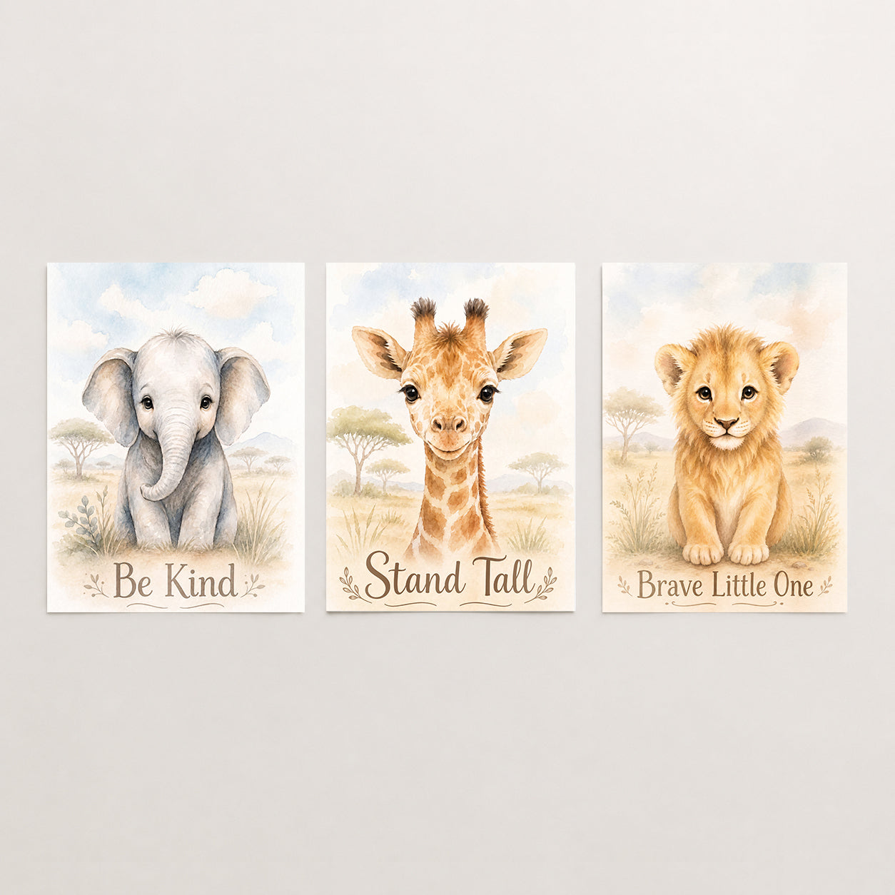 Little Safari Adventure - Set of 3 - Printed Wall Art