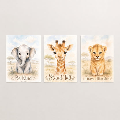 Little Safari Adventure - Set of 3 - Printed Wall Art