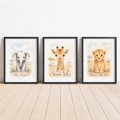 Little Safari Adventure - Set of 3 - Printed Wall Art