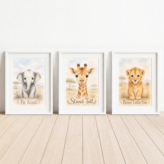 Little Safari Adventure - Set of 3 - Printed Wall Art