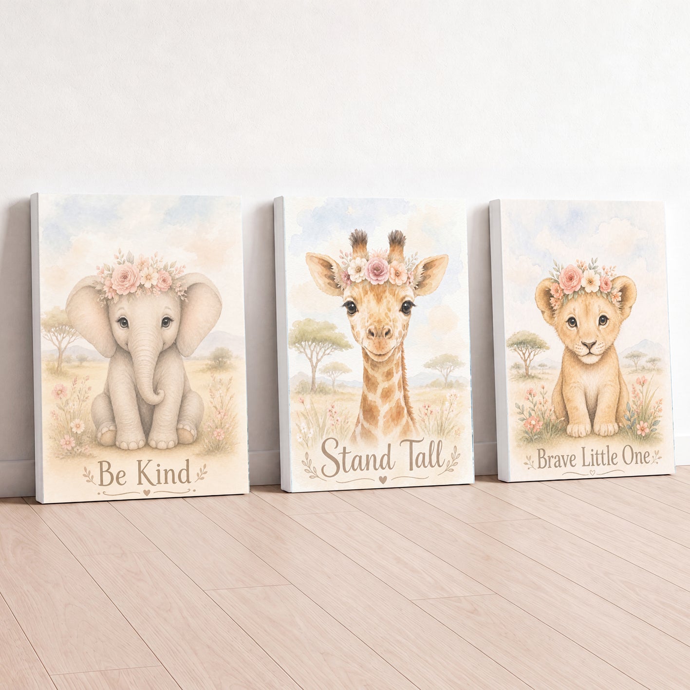 Little Safari Bloom - Set of 3 - Printed Wall Art