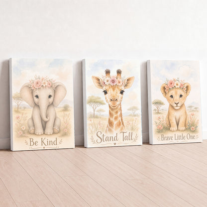 Little Safari Bloom - Set of 3 - Printed Wall Art