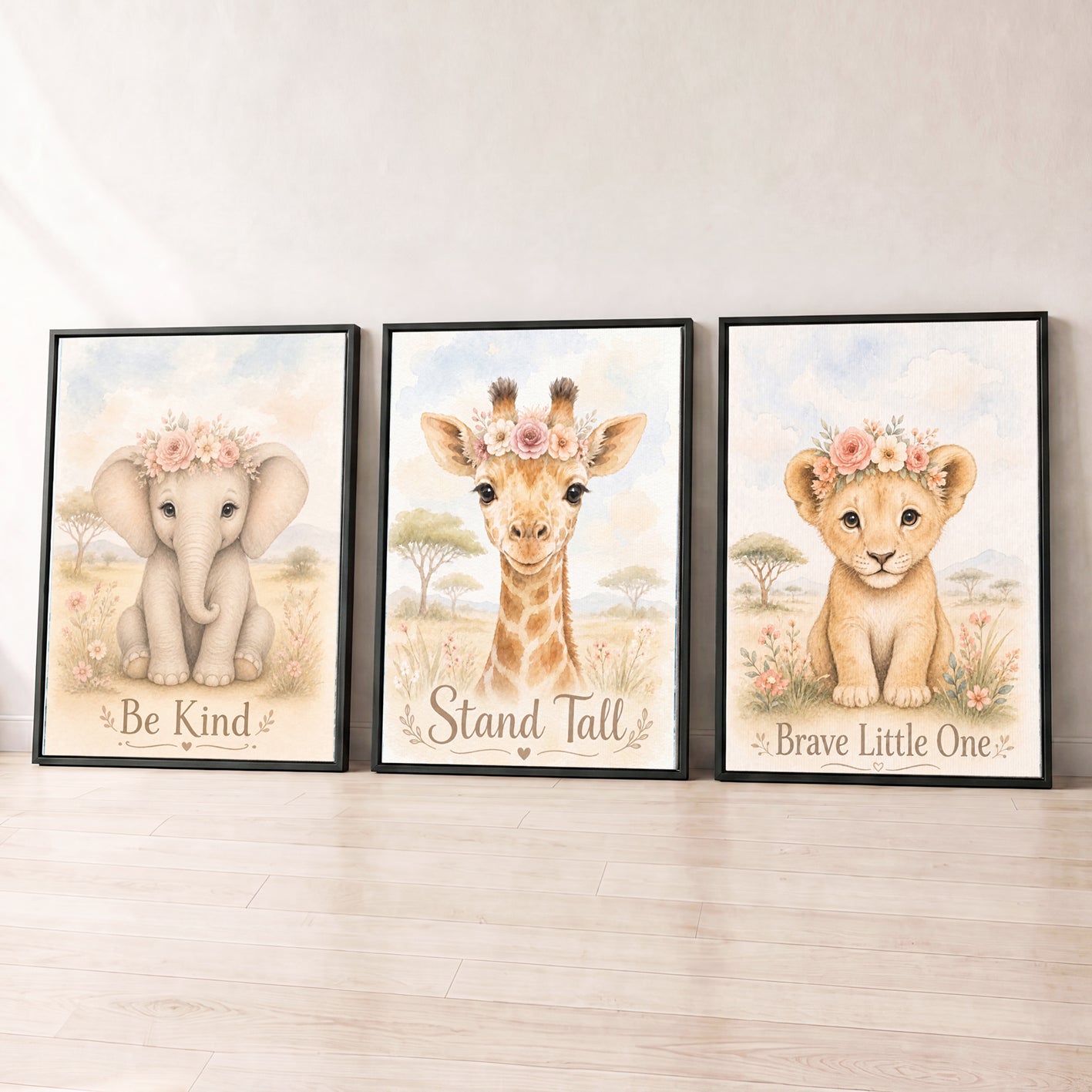 Little Safari Bloom - Set of 3 - Printed Wall Art