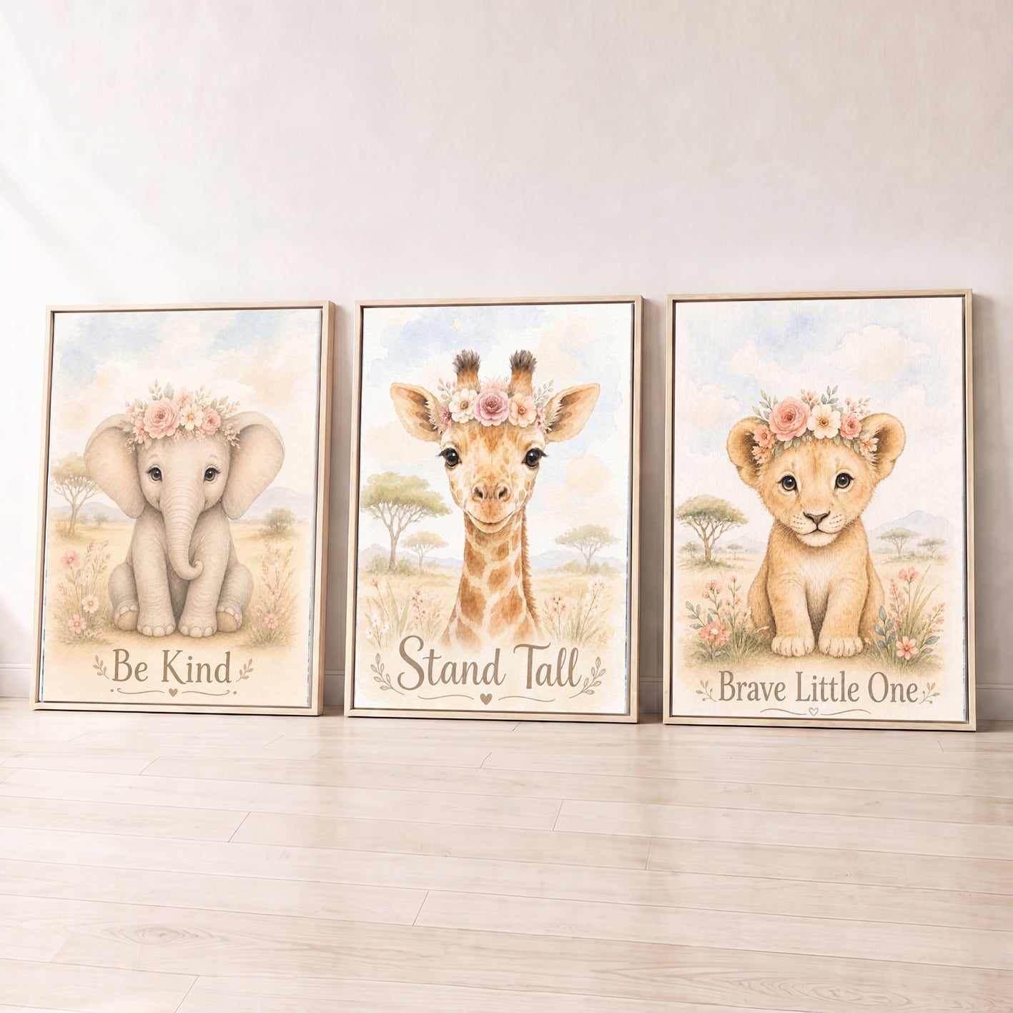 Little Safari Bloom - Set of 3 - Printed Wall Art