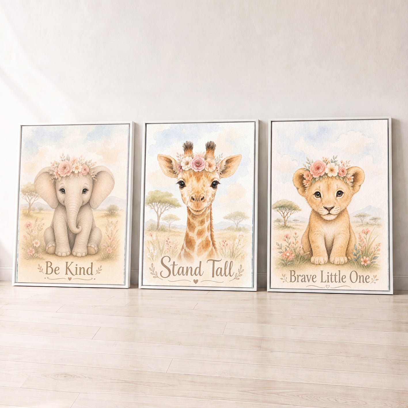 Little Safari Bloom - Set of 3 - Printed Wall Art