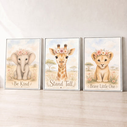 Little Safari Bloom - Set of 3 - Printed Wall Art