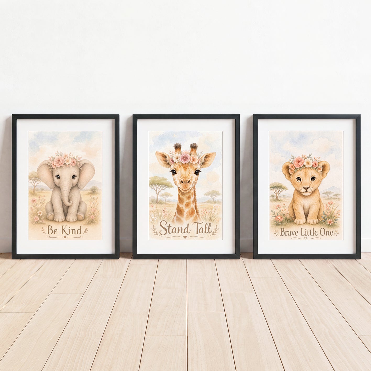 Little Safari Bloom - Set of 3 - Printed Wall Art