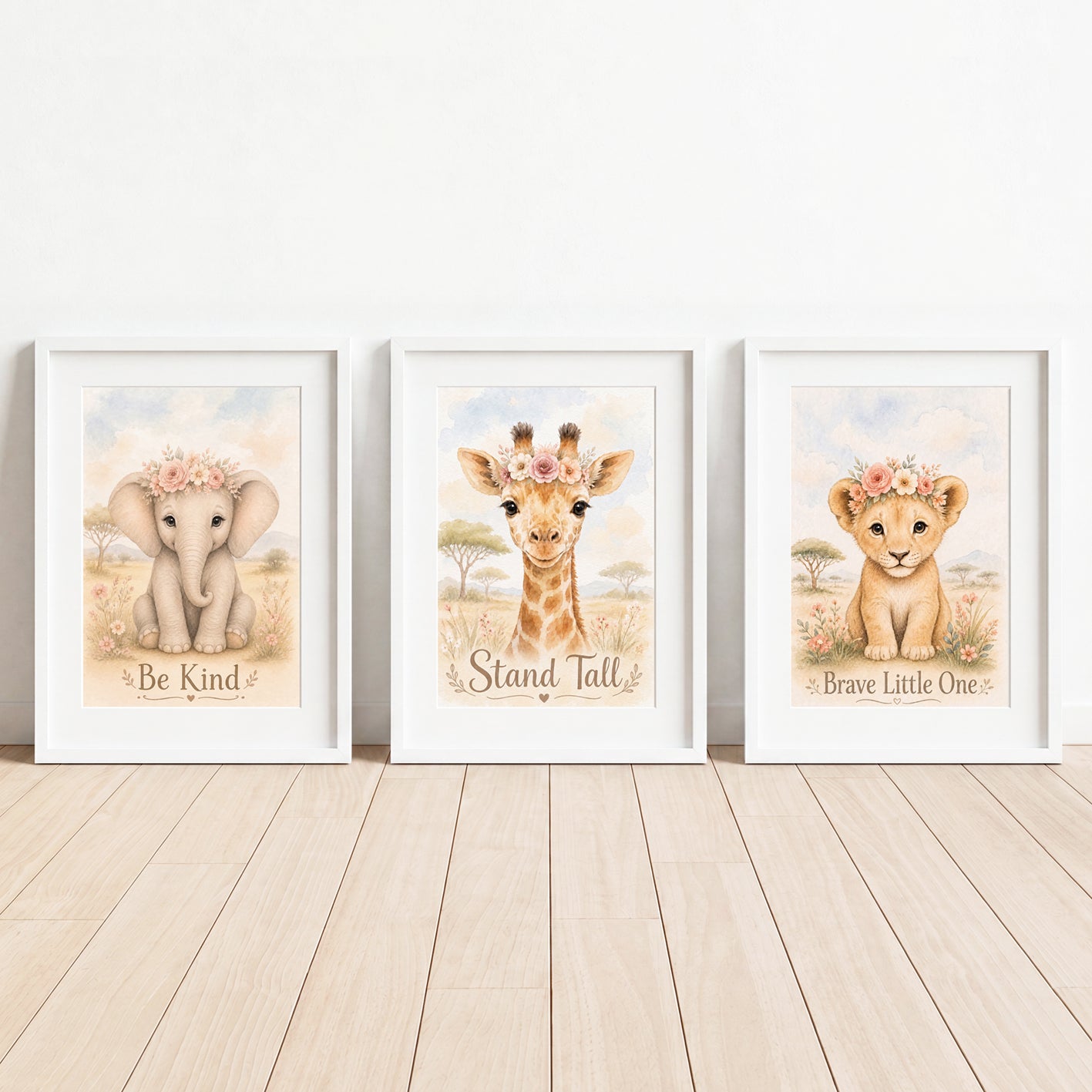 Little Safari Bloom - Set of 3 - Printed Wall Art