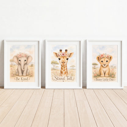 Little Safari Bloom - Set of 3 - Printed Wall Art