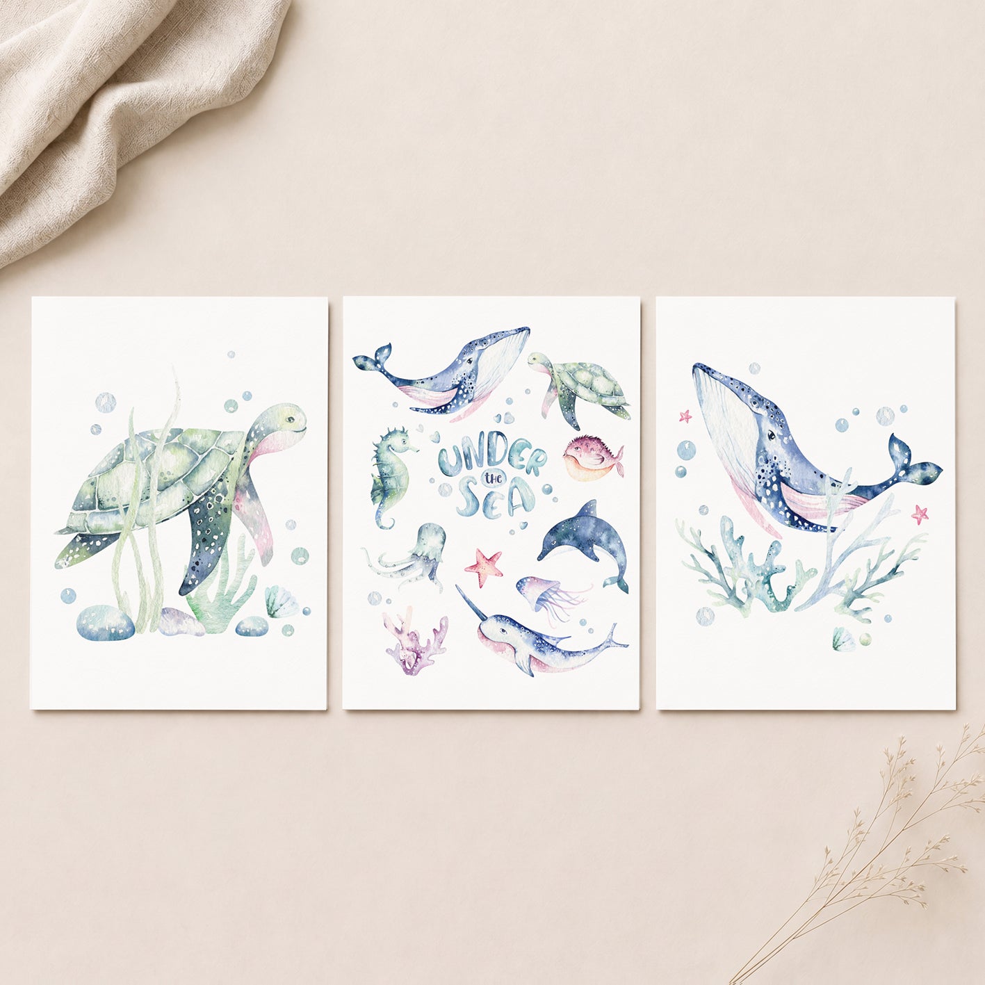 Under the Sea - Set of 3 - Printed Wall Art