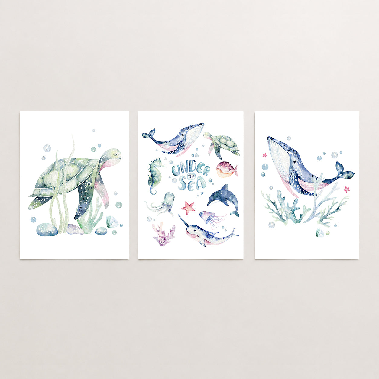 Under the Sea - Set of 3 - Printed Wall Art