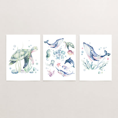 Under the Sea - Set of 3 - Printed Wall Art