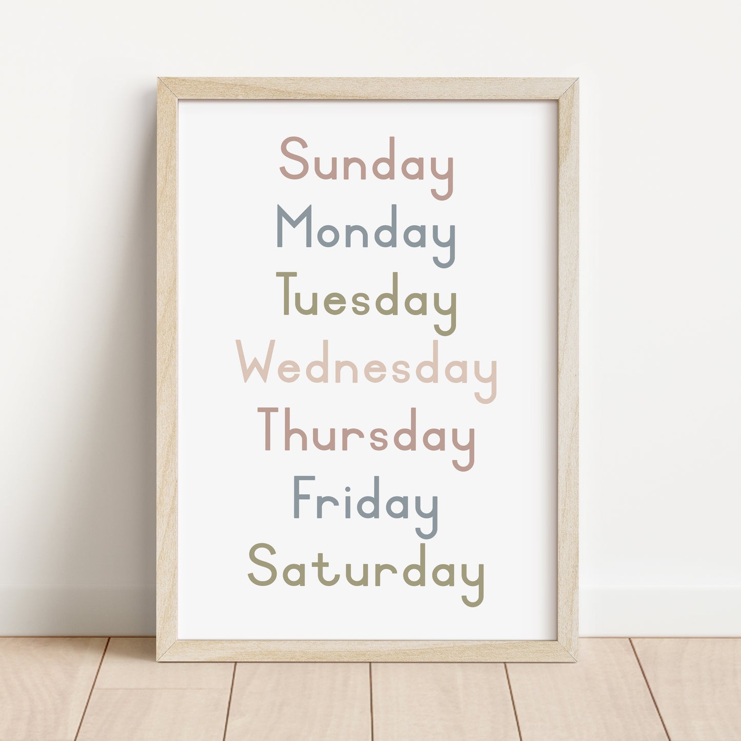 Weekdays - Printable Wall Art - Instant Download