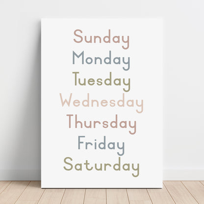 Weekdays - Printable Wall Art - Instant Download